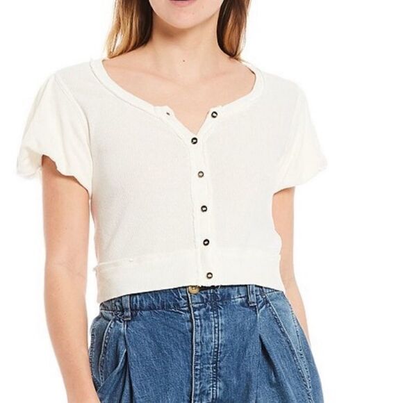 FREE PEOPLE Buttons Down Cropped Top.Size M - Picture 1 of 13